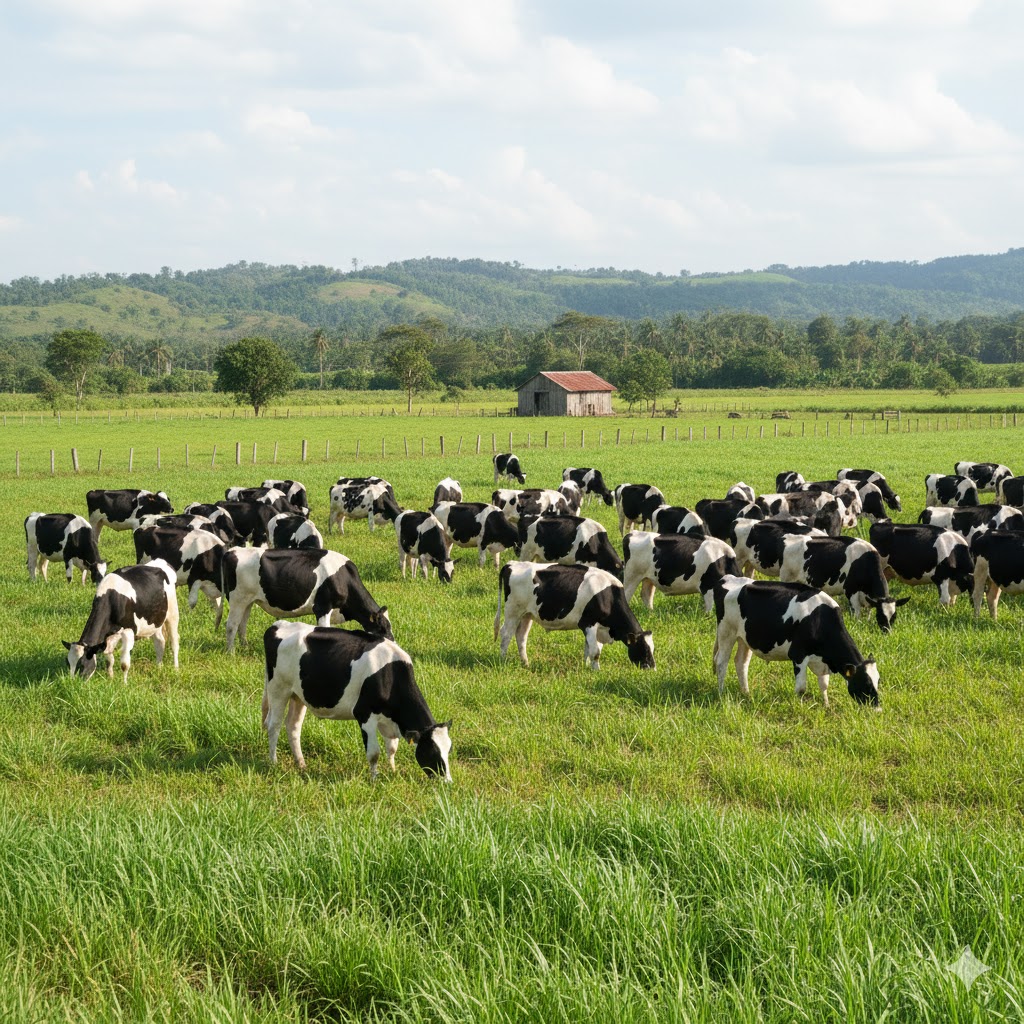 cows eating grass
